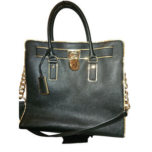 Large Black Saffiano Leather MICHAEL KORS HAMILTON Bag Purse with COA